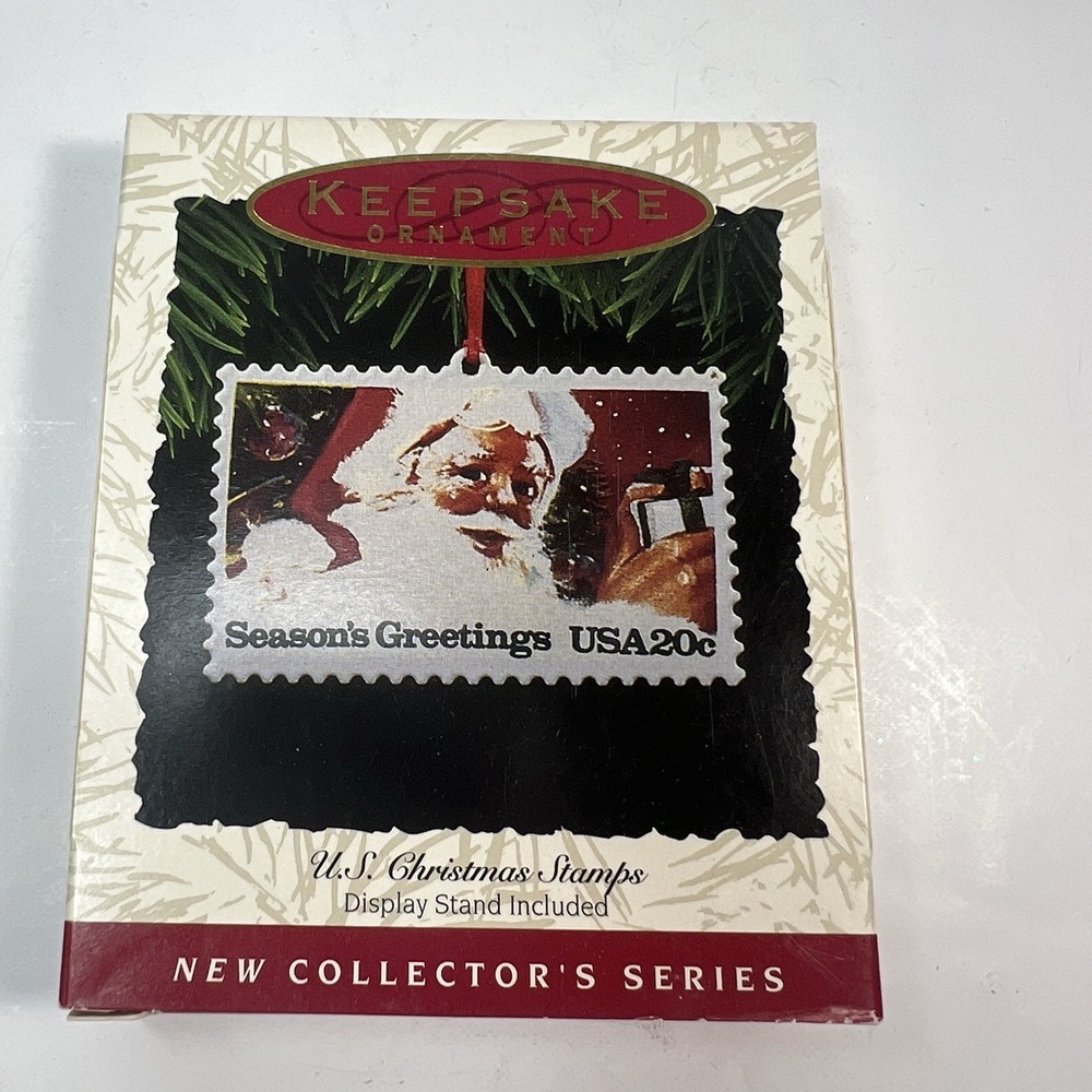 Hallmark Ornament Unisex OS Multicolor Excellent 1993 Santa Stamp Enamel Copper